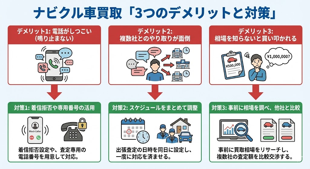 ナビクル買取のデメリット図解