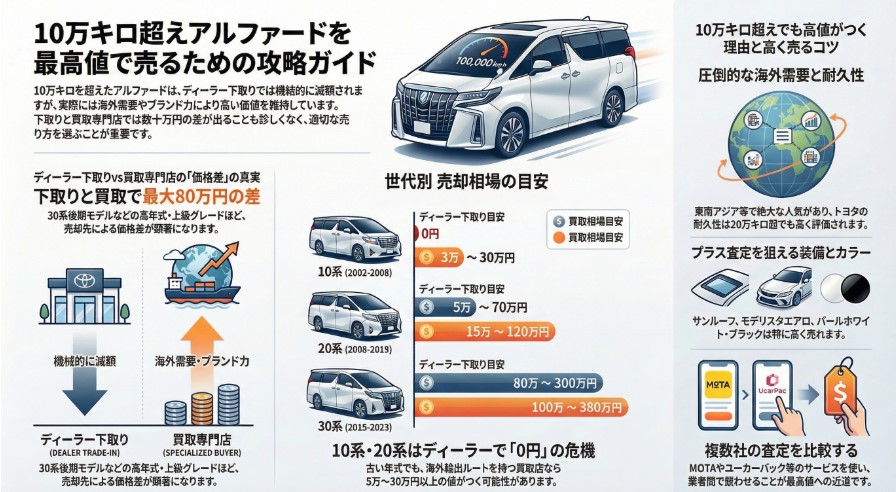 10万キロ超えアルファードの買取相場