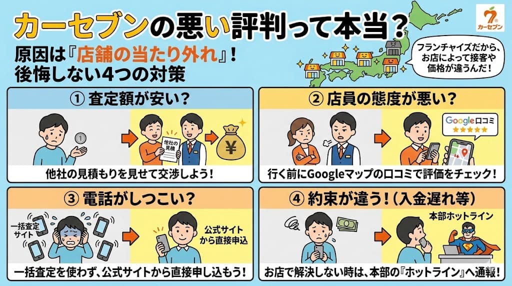 カーセブン車買取の評判・口コミ