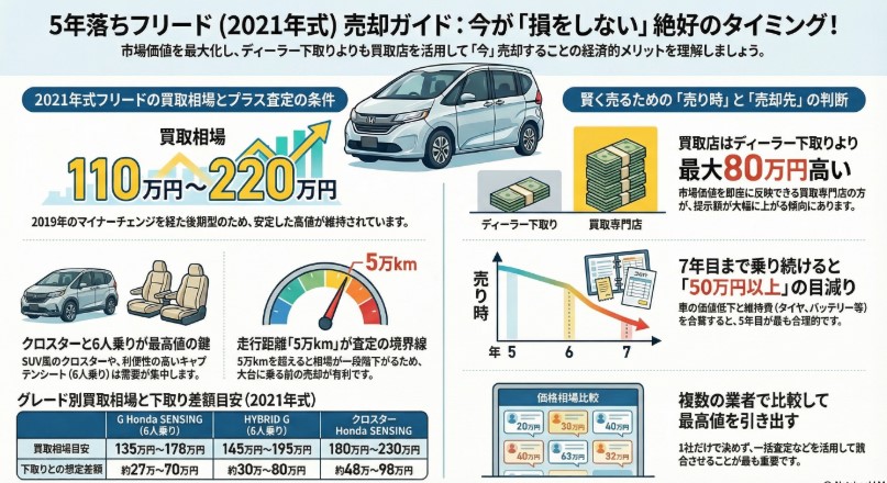 フリード5年落ちの買取価格相場記事まとめ