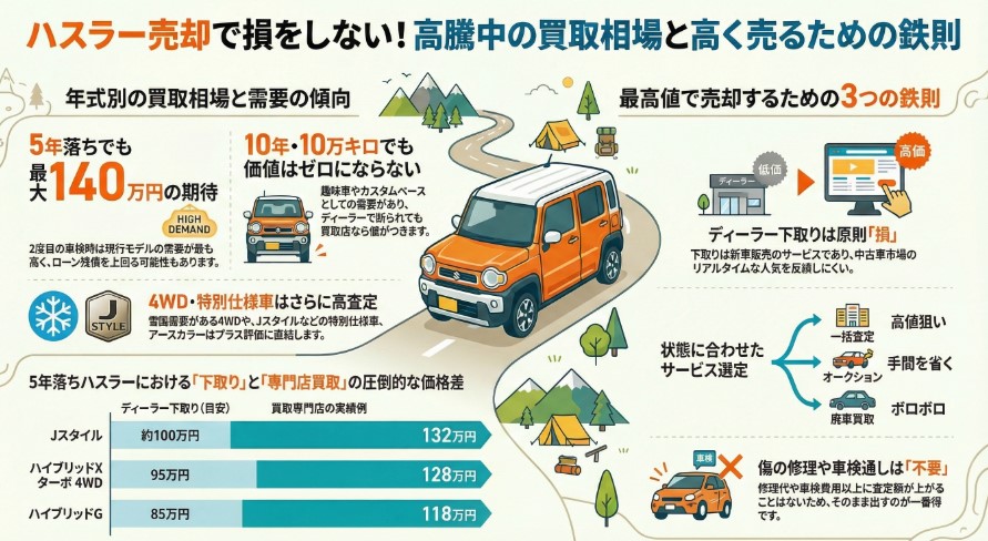 ハスラー5年・7年・10年落ちの買取価格記事まとめ画像