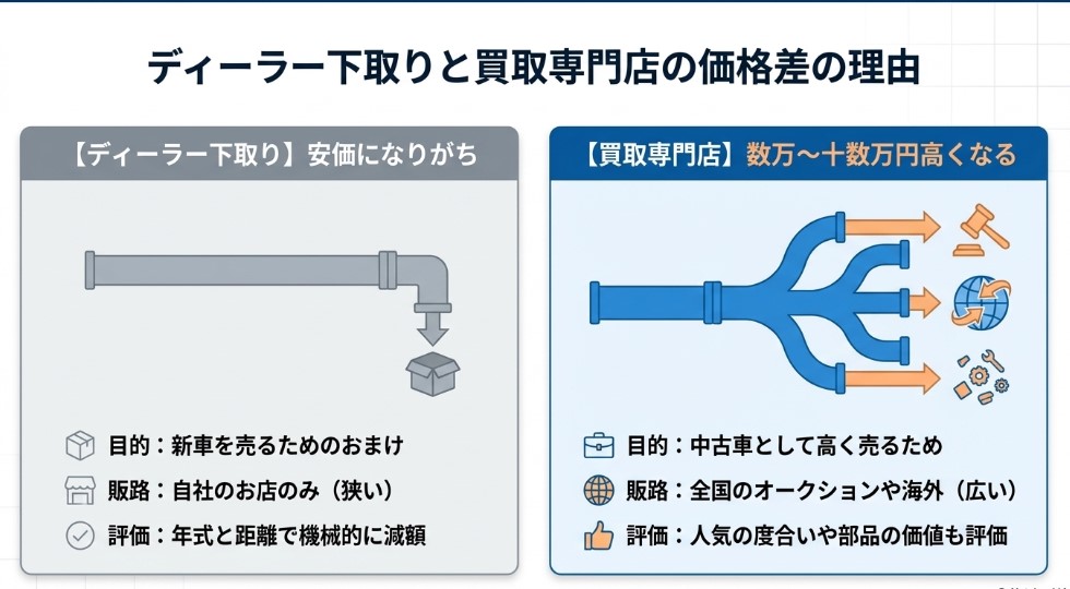 10年落ちの日産ノートのディーラー下取りと買取専門店の価格差
