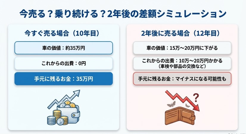 10年落ちのタントを乗り続けるか買い替えるか？手残り金シミュレーション