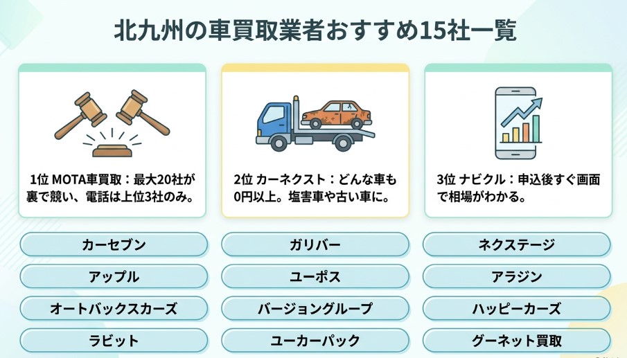 北九州で車を売却する際のおすすめ業者15選ランキング記事