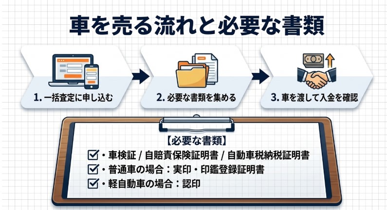 大阪の中古車買取オススメ業者記事買取の流れ