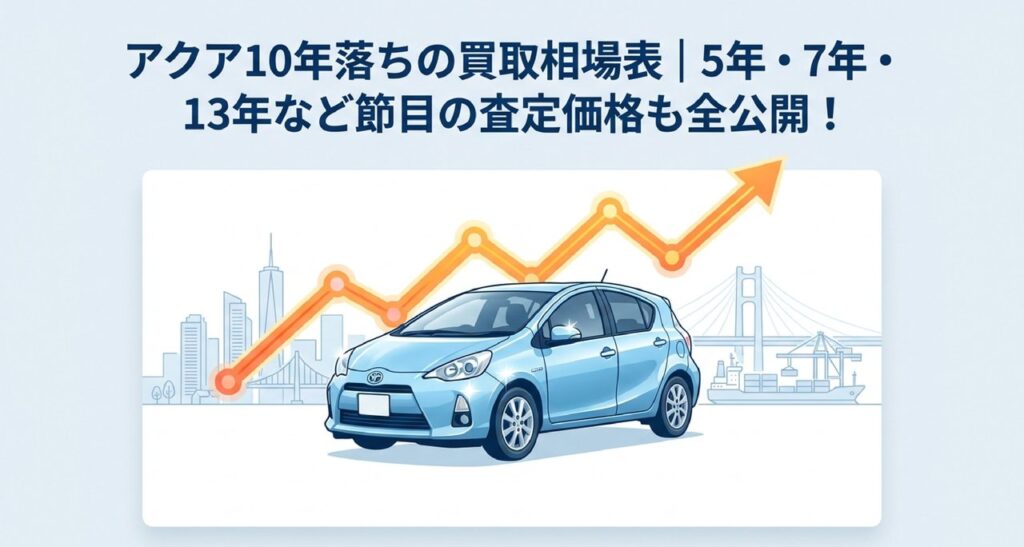 アクア10年落ちの買取相場表｜5年・7年・13年など節目の査定価格も全公開！のアイキャッチ画像