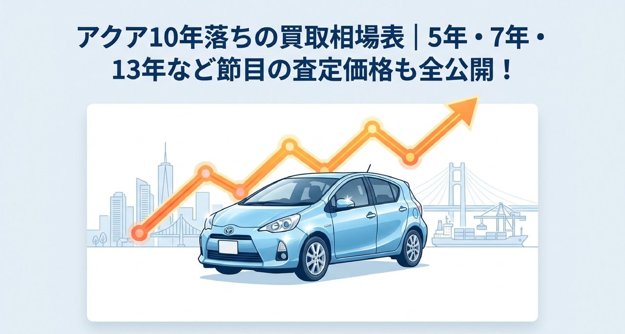 アクア10年落ちの買取相場表｜5年・7年・13年など節目の査定価格も全公開！のアイキャッチ画像