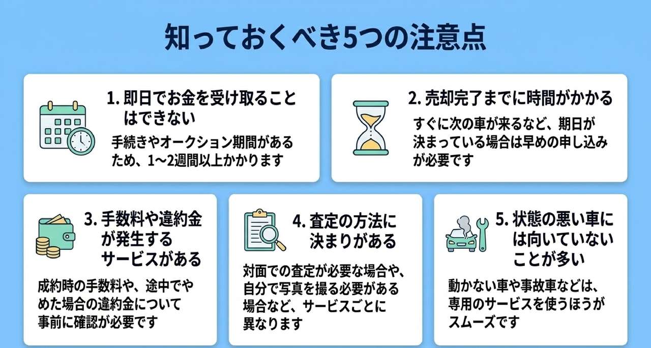 電話なしで車を売る5つのデメリットについての解説画像