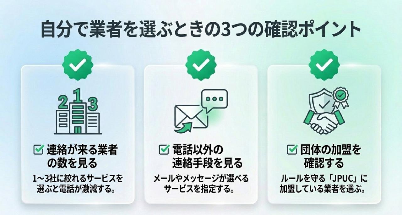 自分で業者を選ぶときのチェックポイントについての解説画像