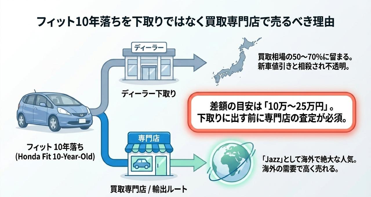 フィットの5年・7年・13年落ち買取相場と比較についての解説画像