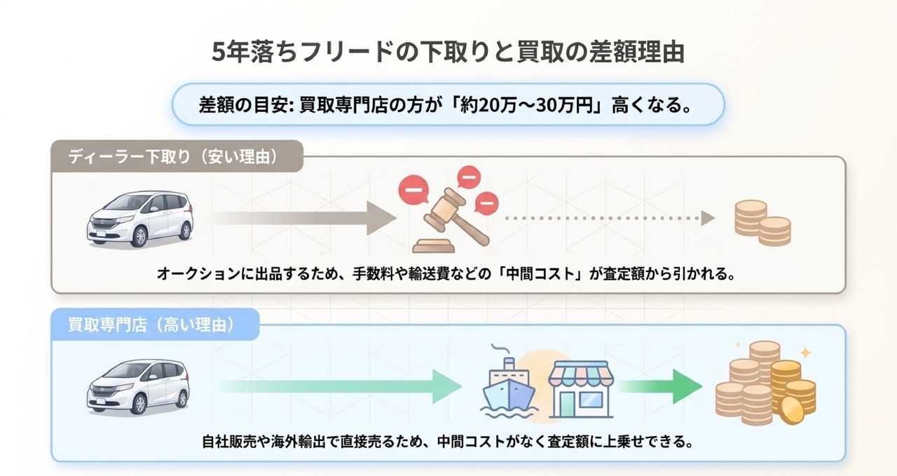 フリードの3〜6年落ち相場と比較|売り時の年式判断についての解説画像
