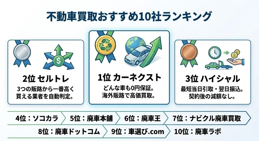 不動車を売る際のおすすめ買取業者ランキング記事