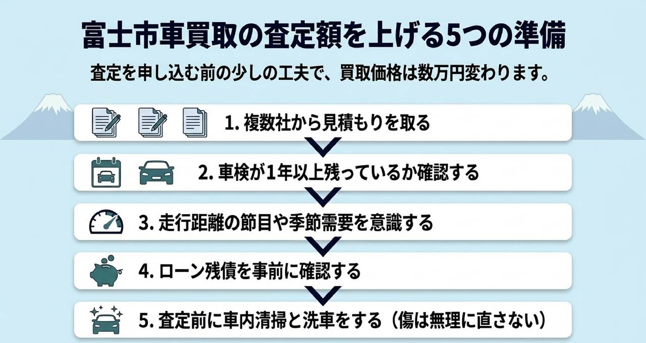 エリア別に探す富士市の車買取店舗一覧についての解説画像