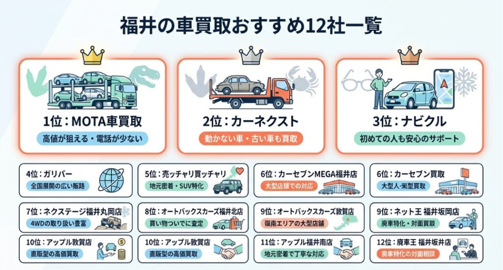 福井で車を売却する際のおすすめ業者15選ランキング記事
