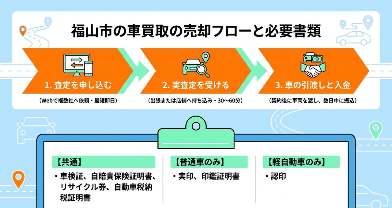 目的別に選ぶ福山市の車買取サービスについての解説画像