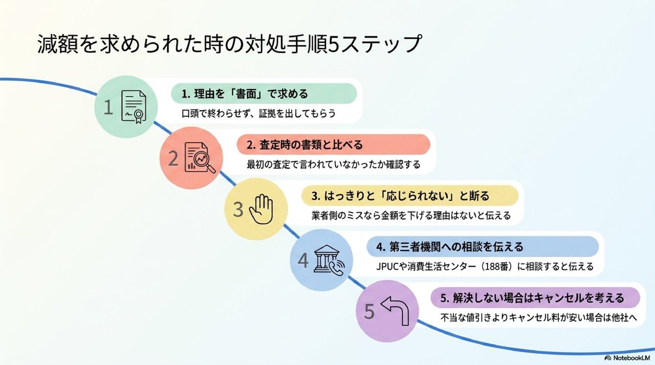減額要求への具体的な対処手順5ステップについての解説画像