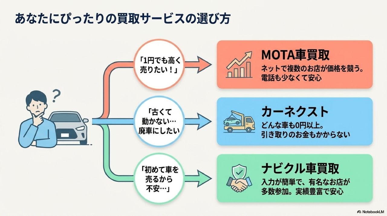 エリア別に探す八王子市の車買取店舗一覧についての解説画像