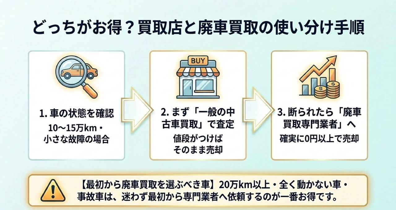 廃車買取とは?「廃車にする」と「廃車買取に出す」は別物についての解説画像
