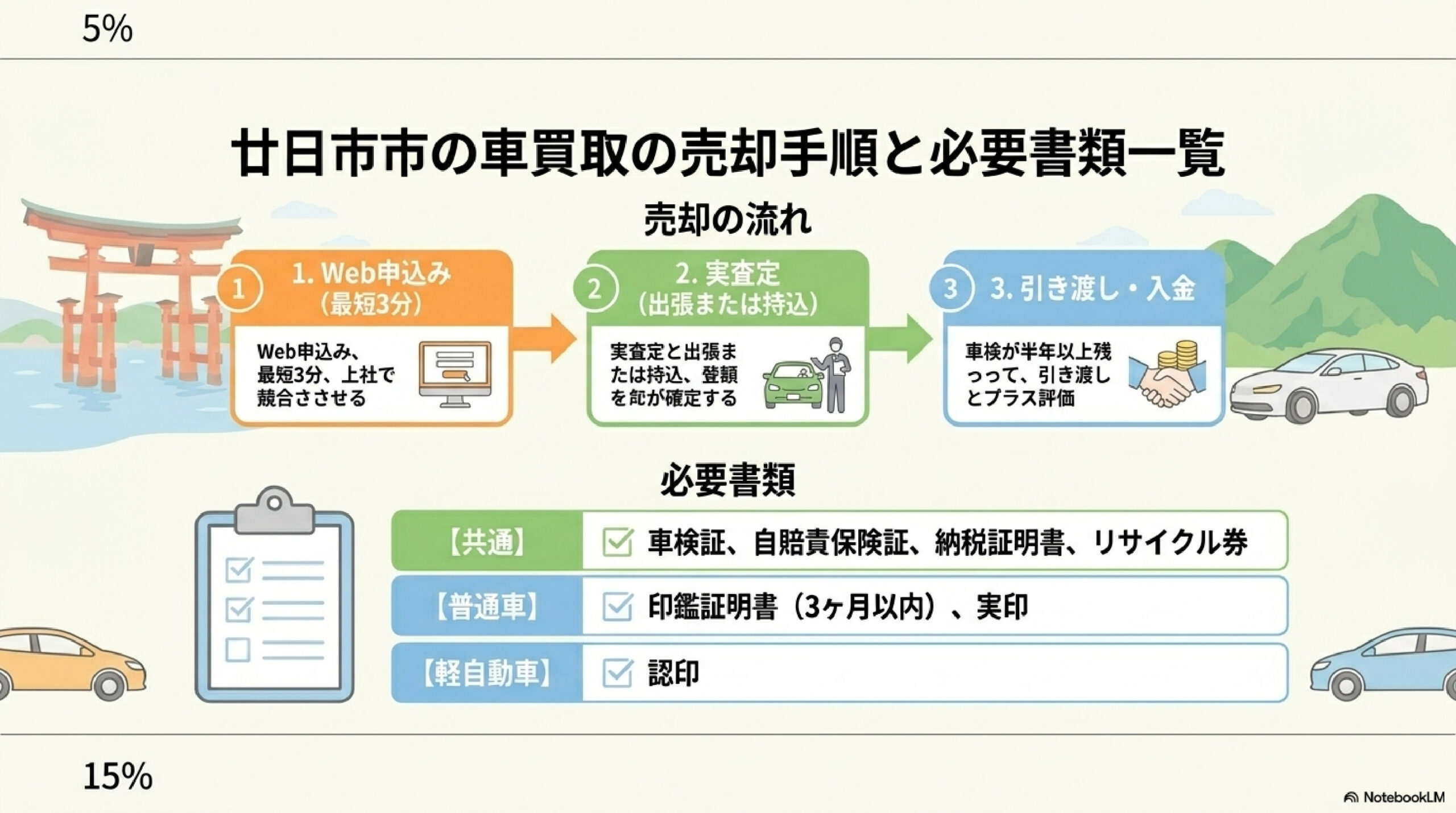 目的別に選ぶ廿日市市の車買取サービスについての解説画像