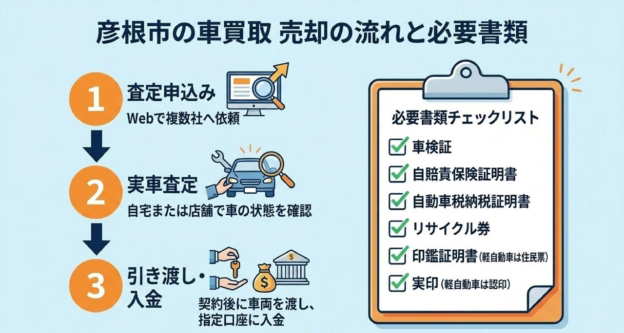 目的別に選ぶ彦根の車買取サービスについての解説画像
