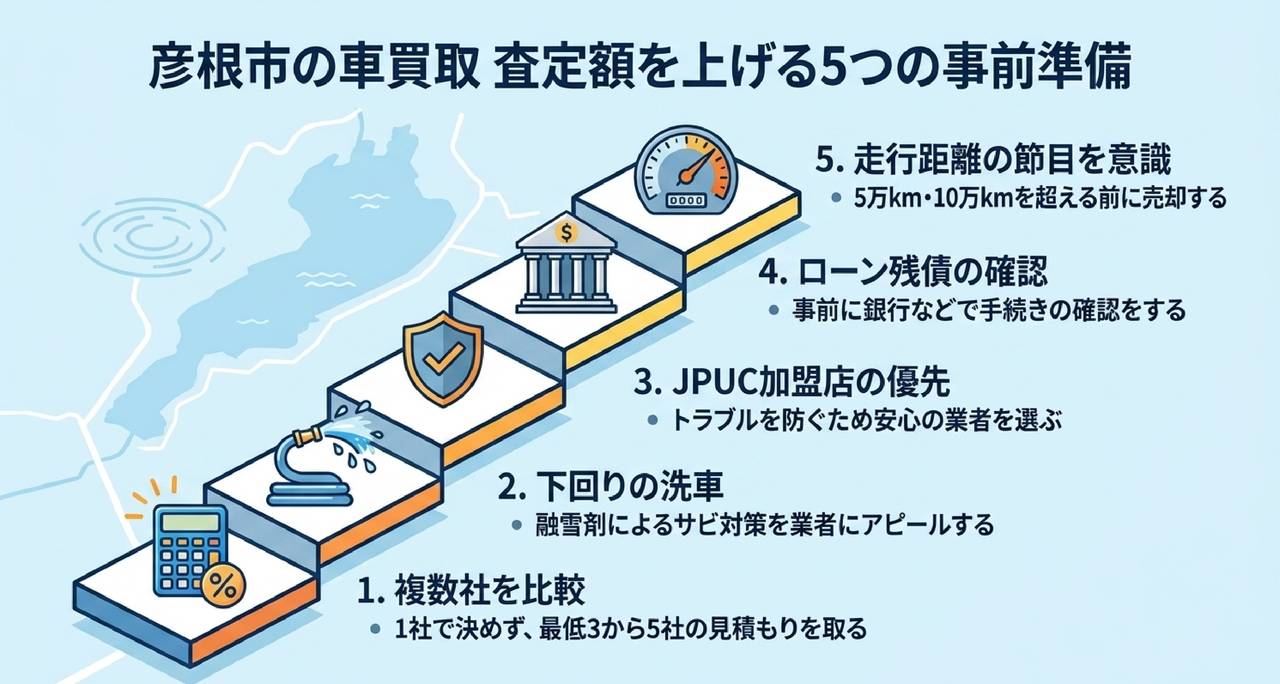エリア別に探す彦根の車買取店舗一覧についての解説画像