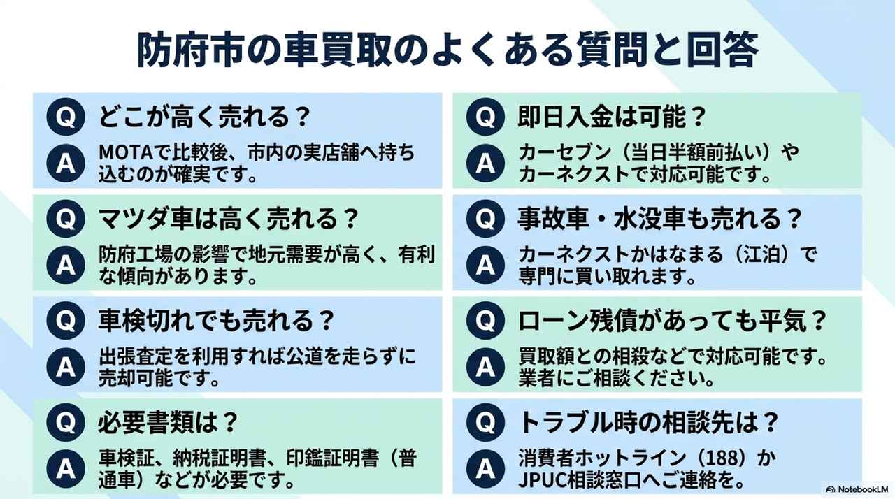 防府市で査定額を上げるための5つの準備についての解説画像