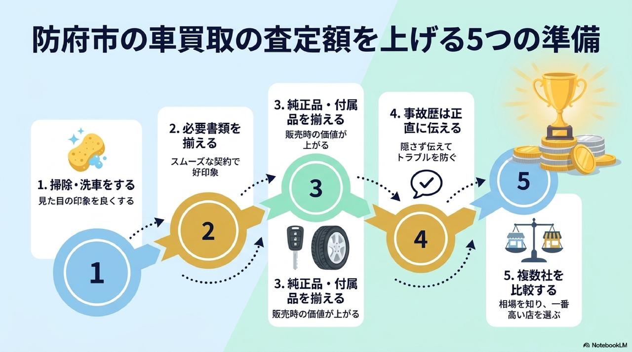 エリア別に探す防府市の車買取店舗一覧についての解説画像