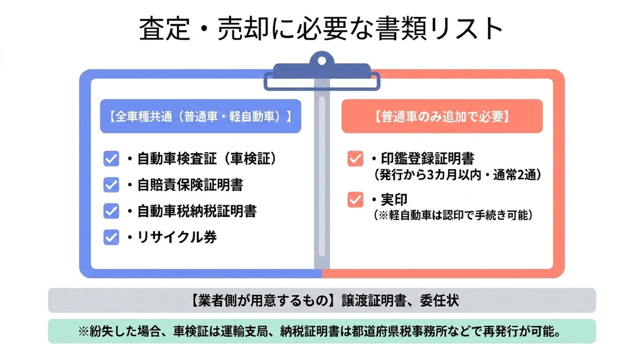 一括査定で必要な書類リストについての解説画像