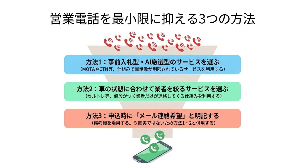 営業電話を最小化する3つの方法についての解説画像