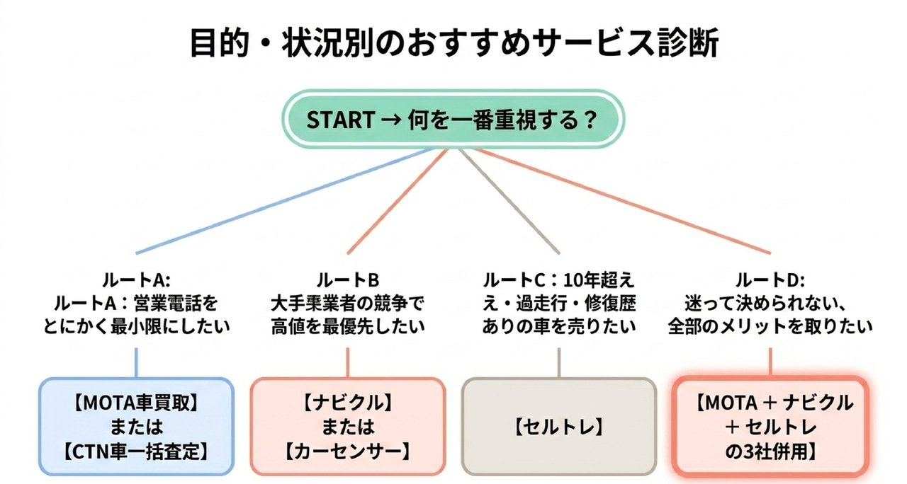 目的別・状況別のサービスの選び方についての解説画像