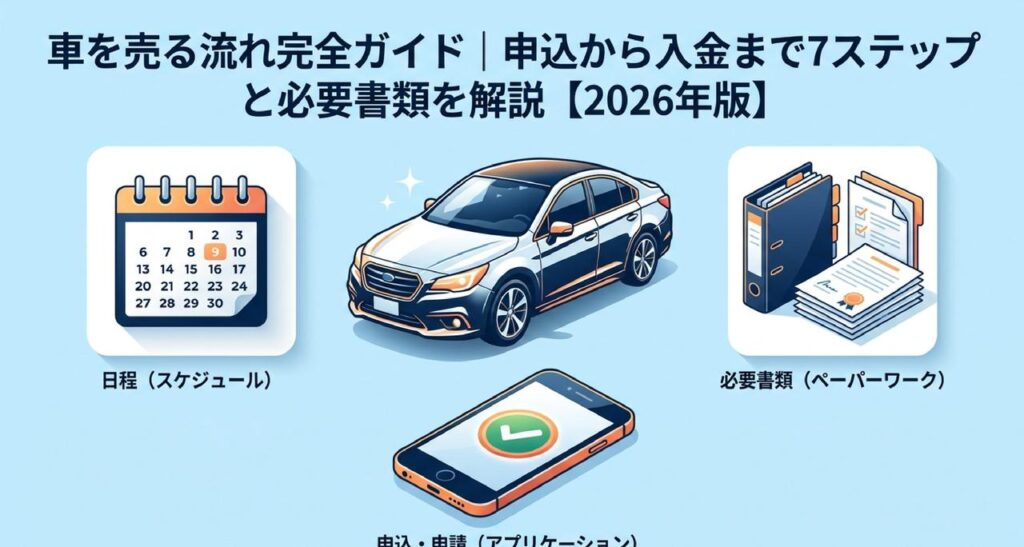 車を売る流れ完全ガイド｜申込から入金まで7ステップと必要書類を解説【2026年版】のアイキャッチ画像
