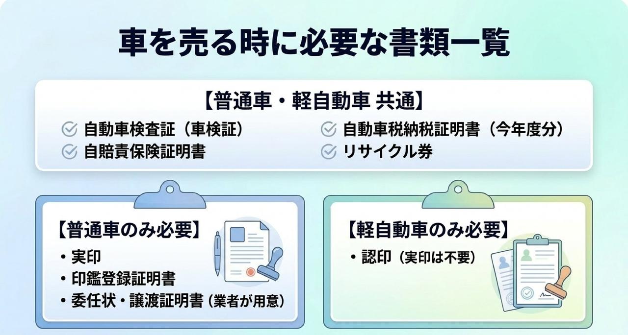 車買取に必要な書類一覧についての解説画像