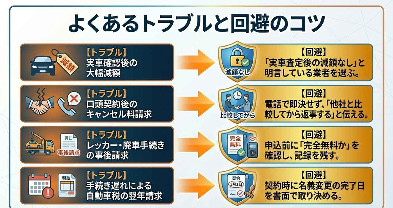 過走行車の売却の流れ｜申込から入金まで3ステップについての解説画像