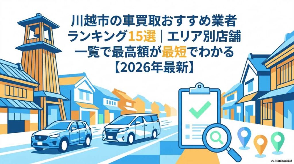 川越市の車買取おすすめ業者ランキング15選｜エリア別店舗一覧で最高額が最短でわかる【2026年最新】のアイキャッチ画像