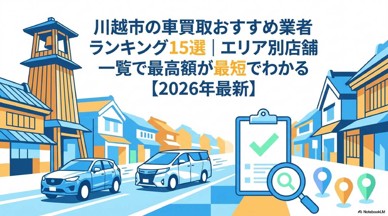 川越市の車買取おすすめ業者ランキング15選|エリア別店舗一覧で最高額が最短でわかる【2026年最新】のアイキャッチ画像