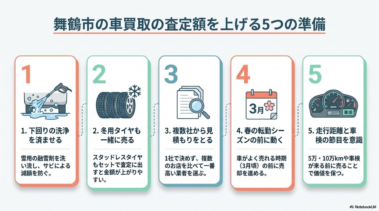 エリア別に探す舞鶴市の車買取店舗一覧についての解説画像