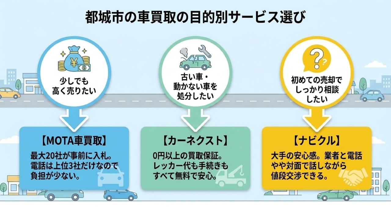 都城市で人気の車種と買取相場についての解説画像