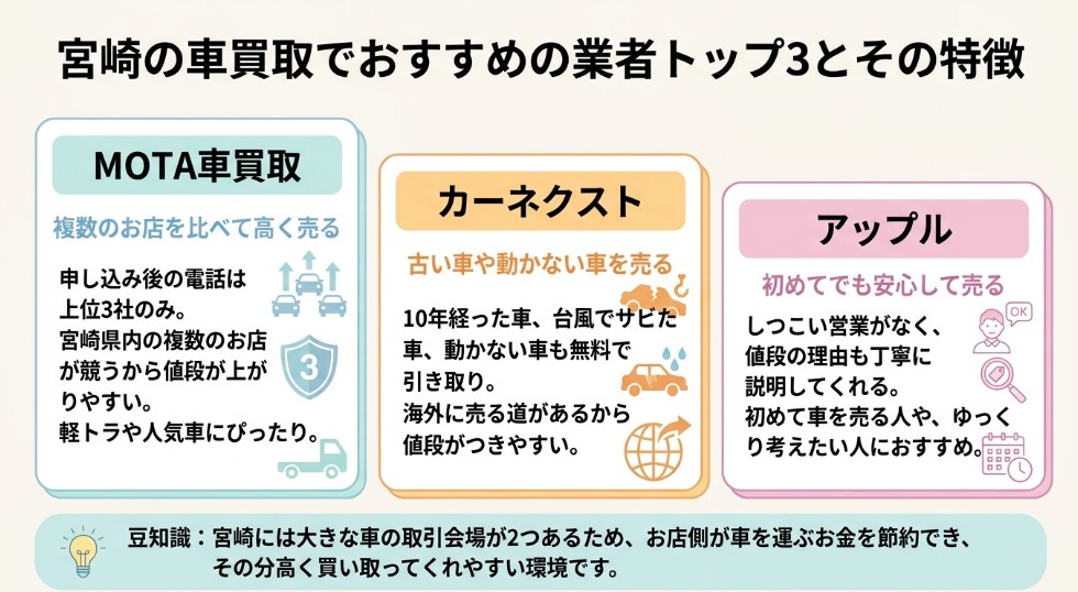 宮崎で車を売却する際のおすすめ業者15選ランキング記事