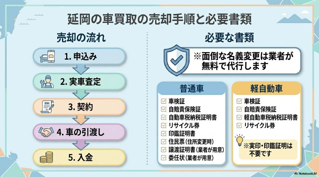 目的別に選ぶ延岡の車買取サービスについての解説画像