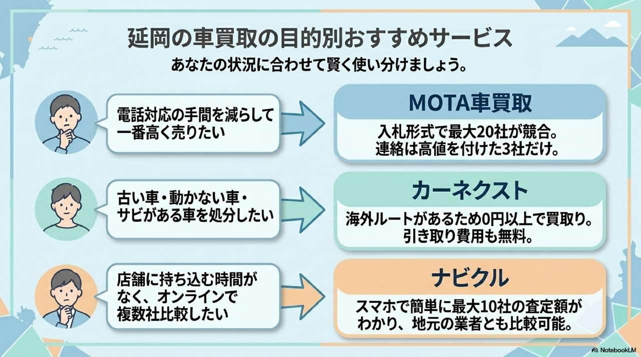 延岡で人気の車種と買取相場の目安についての解説画像