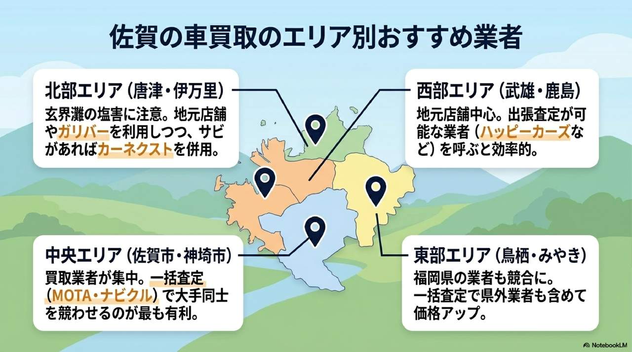 【エリア別】佐賀の主要エリアで車を売るおすすめ業者