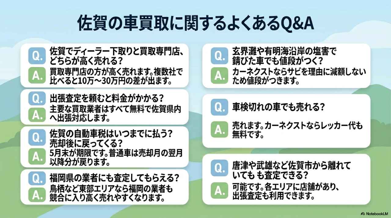 佐賀で車を売却する際のよくある質問