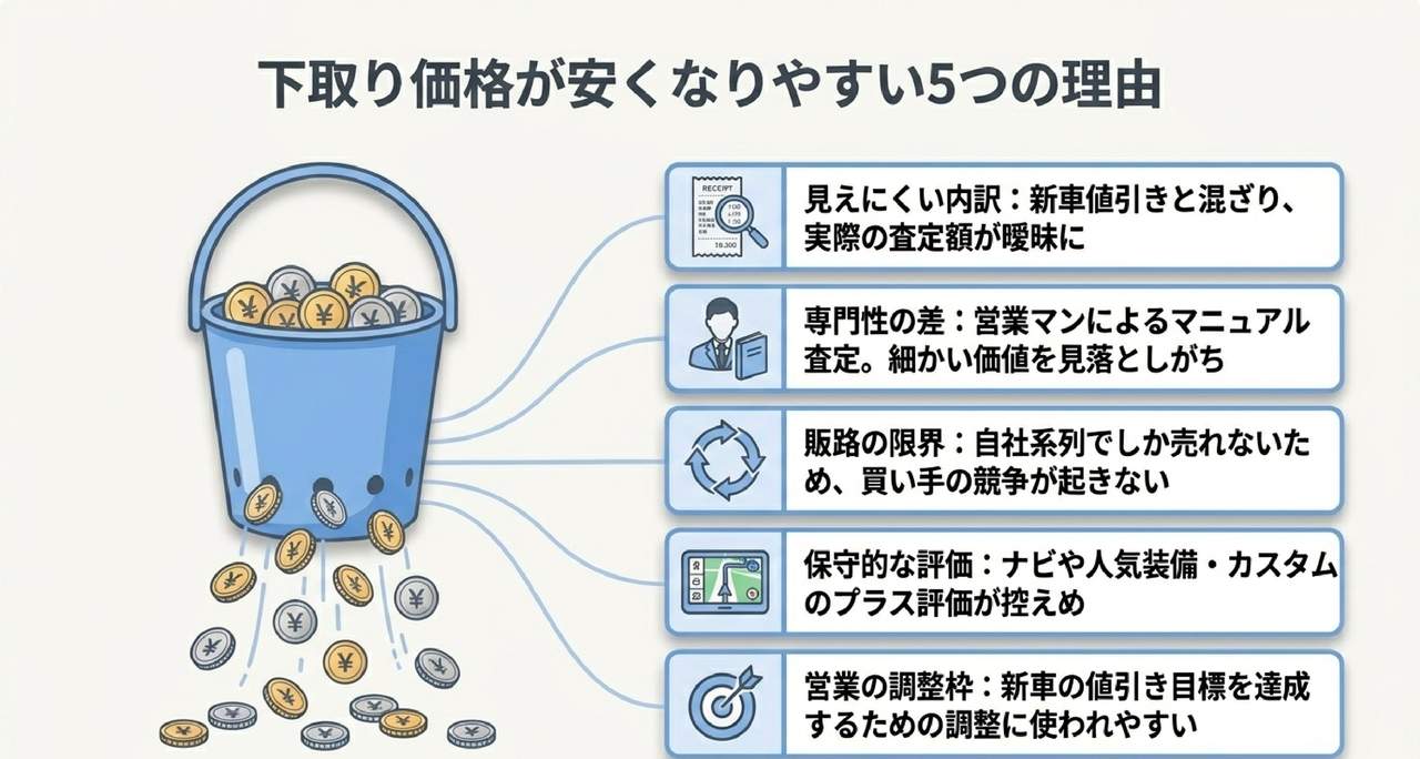 【10年データ検証】下取りと買取の価格差はどれくらい?車種別の参考相場比較についての解説画像