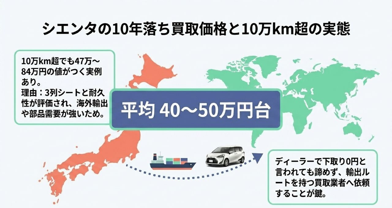 シエンタ5年落ち(2021年式)の買取価格相場についての解説画像