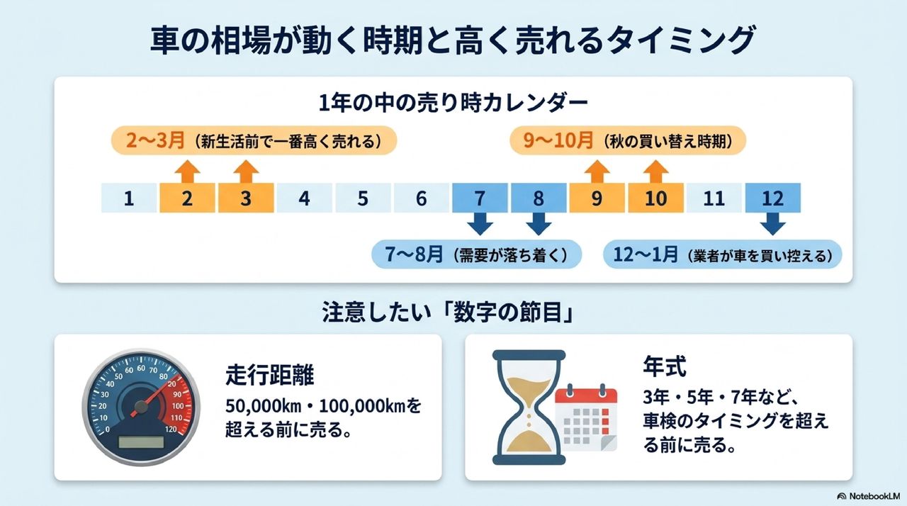 車の相場が動く時期と売り時についての解説画像