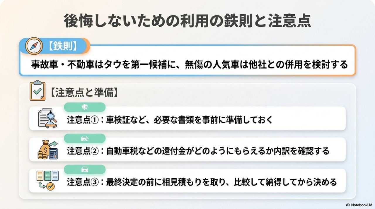 タウで損しないための3つの鉄則についての解説画像