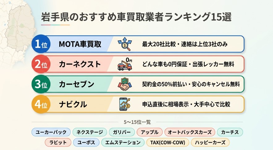 岩手で車を売却する際のおすすめ業者15選ランキング記事