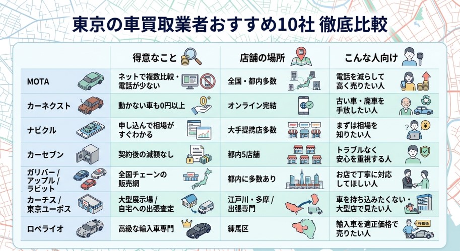 東京で車を売却する際のおすすめ業者15選ランキング記事