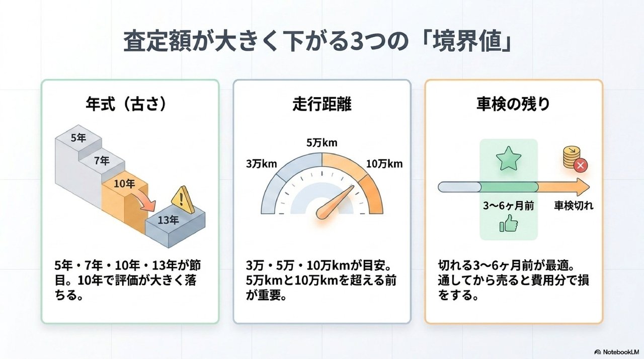 査定額が下がる「境界値」を知っておくについての解説画像