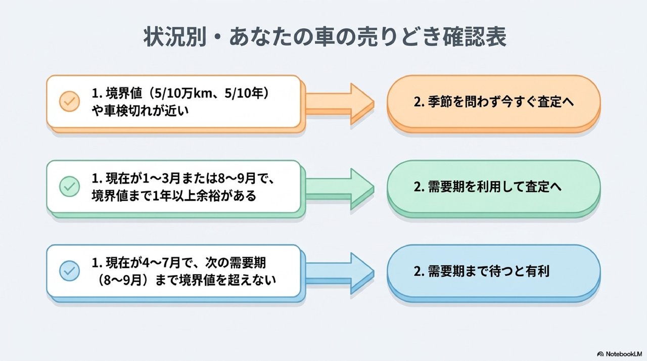 今すぐ確認：あなたの車の売りどきチェックについての解説画像